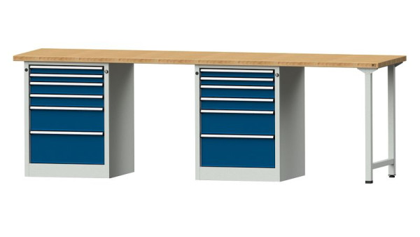 ANKE Werkbänke Kombiwerkbank, Modell 916 V, 2800 x 700 x 890 mm, RAL 7035/5010, BMP 40 mm, 415.145