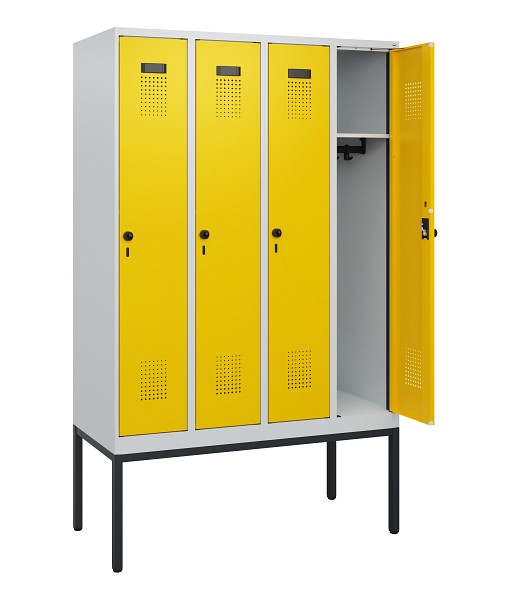 C+P Spind Evolo PLUS, Gestell, 4 Abteile, 1950x1200x500mm, 7035/1023, Drehriegel, 0490305-40 S10001
