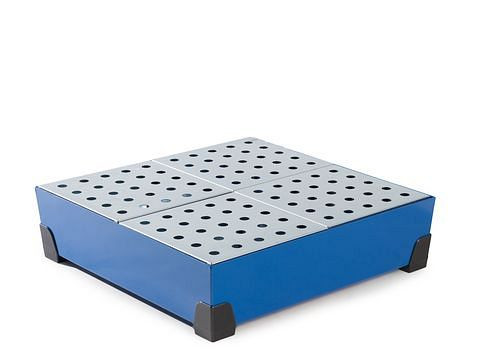DENIOS Kleingebindewanne Vario 90, lackierter Stahl, Auflage Lochblech verzinkt, Auffangvolumen 90 Liter, 250696