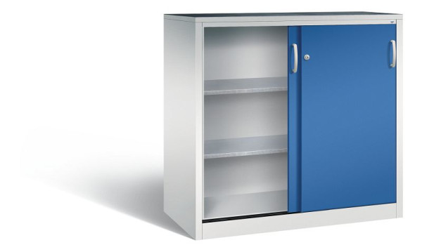 C+P Schiebetürenschrank Acurado, H1200xB1200xT600mm, Farbe: Lichtgrau / Enzianblau, Bügelgriff, 2067-09 S10020