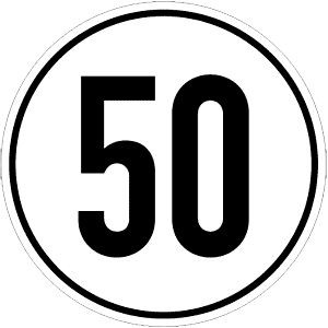 Moedel Geschwindigkeitsschild, 50 km/h, Alu, Ø 200 mm, 54267