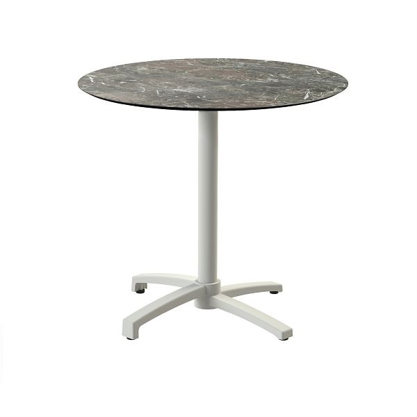 Feros X Cross Terrassentisch Sand gestell + Galaxy Marble HPL Tischplatte Ø70 cm, 110091570