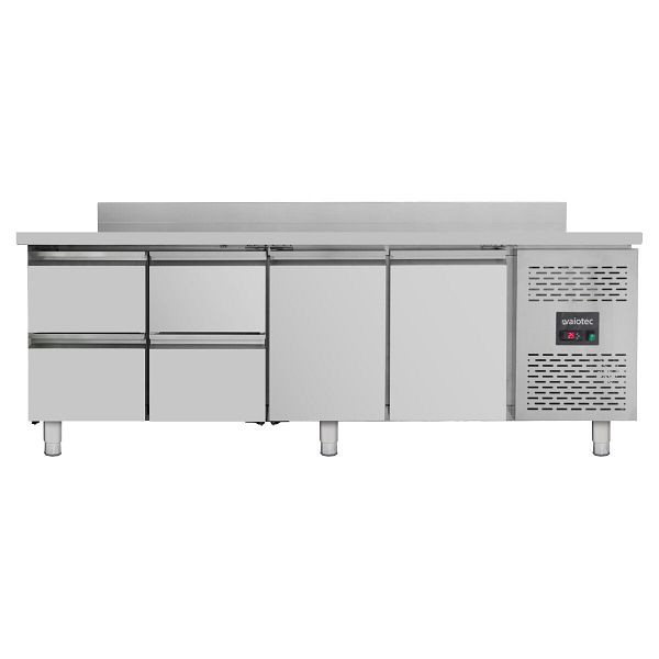 Vaiotec Kühltisch / 2 Türen & 4 Schubladen inkl. Aufkantung - Monoblock, 2230 x 700 mm, 12024