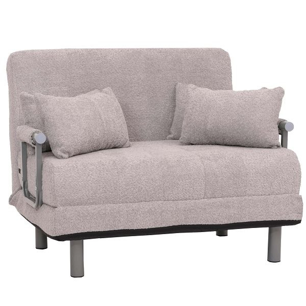 Mendler Schlafsessel HWC-K29, Klappsessel Schlafsofa Gästebett, Liegefläche 190x100cm, Stoff Bouclé (500g/m²), grau, 108700