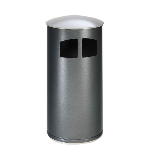 Stein HGS Abfallbehälter -Cubo Filipa-, mit Ascher und Dach, (antik-silber)/Behälter silber, 32735