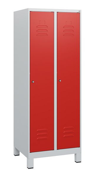 C+P Umkleidespind Classic PLUS, Füße, 2 Abteile, 1630x600x500mm, 7035/3020, Zylinderschlösser, 0800105-20 S10017