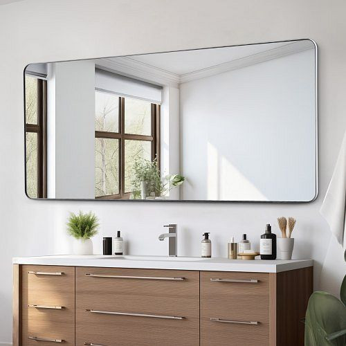 VEVOR Wandspiegel 1828x813x25mm, rechteckig, silberner Aluminiumrahmen, Z-Halterung, für Bad/Schlafzimmer/Wohnzimmer, JXJ3272INCHBFOWFCV0