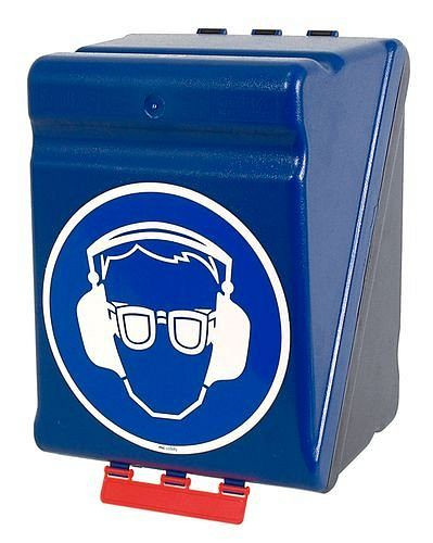DENIOS Maxibox zur Aufbewahrung von Augen-/Gehörschutz, blau, 116491