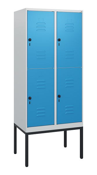 C+P Doppelstöckiger Spind Classic PLUS, Gestell, 2 Abteile, 1950x600x500mm, 7035/5012, Drehriegel, 0803305-20 S10004