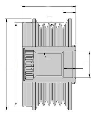 HELLA Generatorfreilauf, Gewindemaß: M16x1,5, Anzahl der Rillen: 6, mit Kappe, 9XU 358 039-251