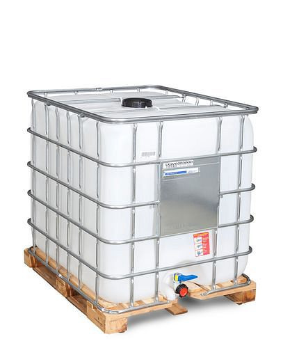 DENIOS IBC Container, Holz-Palette, 1000 l, Öffnung NW150, Auslauf NW50, 266154