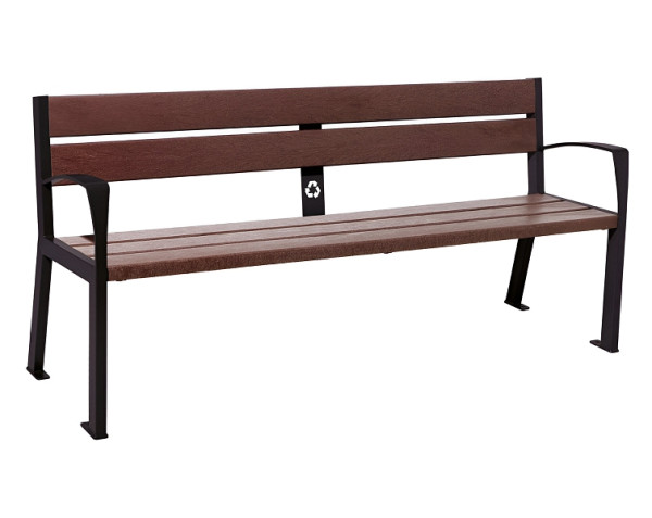Procity Sitzbank Silaos® 5 Leisten, Mit Armlehne, Stahl & Recycling-Kunststoff, RAL 9005, 209514.9005
