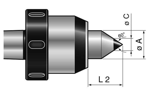 MACK mitlaufende Körnerspitze mit Abdrückmutter Typ 160, MK 4, mit Hartmetalleinsatz, 03-1604HM