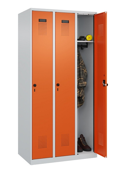 C+P Spind Evolo PLUS, 3 Abteile, 1850x900x500mm, 7035/2004, Verschluss Drehriegel, Ablageböden 3, 049000-30 S10002