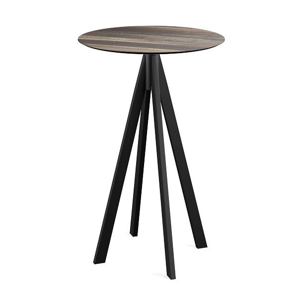 Feros Infinity Stehtisch Schwarz gestell + Tropical Wood HPL Ø70 cm, 120041270