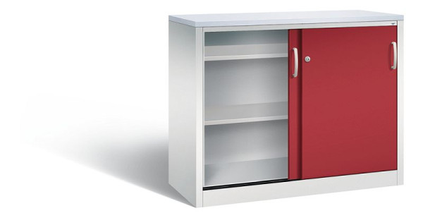 C+P Sideboard mit Schiebetüren Acurado, H1000xB1200xT500mm, Farbe: Lichtgrau / Rubinrot, Bügelgriff, 2056-00 S10105