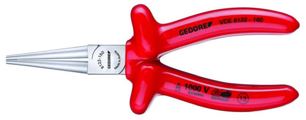 GEDORE VDE-Rundzange mit Tauchisolierung, 160 mm Gesamtlänge, 6717110