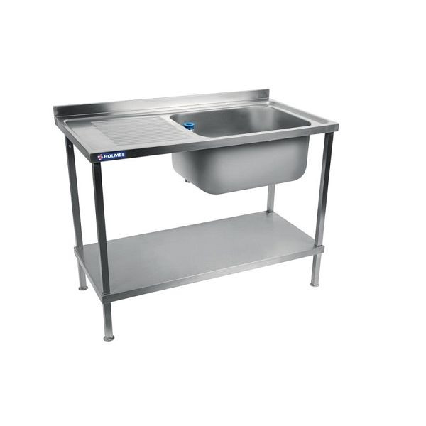 Holmes Komplett montierte Edelstahlspüle rechts Abtropffläche links 1000 mm, DR060
