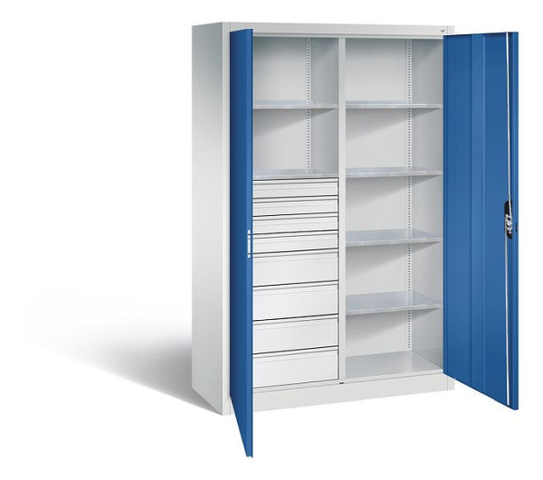 C+P Werkzeugschrank Acurado, H1950xB1200xT500mm, Farbe: Lichtgrau / Enzianblau, Muldengriff, 8931-305 S10155