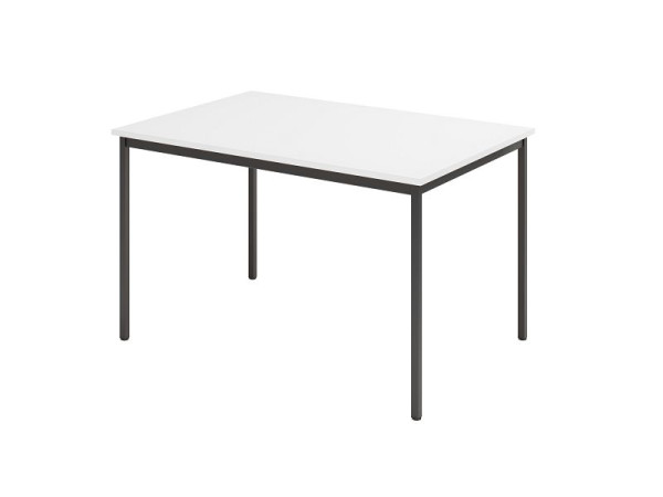 Hammerbacher Besprechungstisch VS12, 120 x 80 cm, Platte: Weiß, Vier-Fuß-Gestell Schwarz, Arbeitshöhe 72 cm, umlaufender Stahlrahmen Schwarz, VVS12/W/D