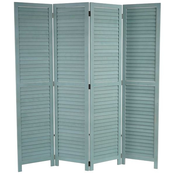 Mendler Paravent HWC-C30, Raumteiler Trennwand Sichtschutz, Shabby-Look Vintage, 170x160cm, grün, 45837