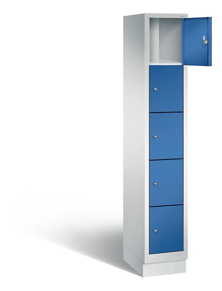 C+P Schließfachschrank Evolo, H1800xB320xT500mm, Farbe: Lichtgrau / Enzianblau, 48020-105 S10000