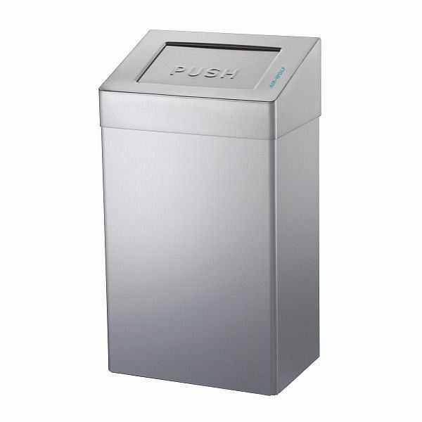 Air Wolf Abfallbehälter mit 50 Liter Volumen, Serie Omega, H x B x T: 680 x 375 x 250 mm, Edelstahl beschichtet, 29-041