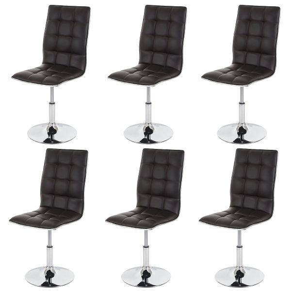 Mendler 6er-Set Esszimmerstuhl HWC-C41, Stuhl Küchenstuhl, höhenverstellbar drehbar, Kunstleder, braun, 36838+36838+36838