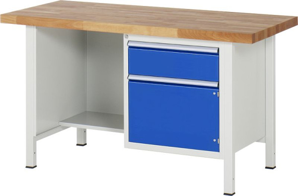 RAU Werkbank höhenverstellbar 8455A2, B1500xT700xH840-1040mm, 1x Schublade-Vollauszug, 1xTür, 13-8455A2-157B4H.11