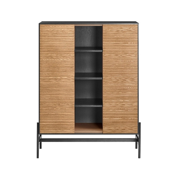 SoBuy Sideboard mit einer Tür Schwarz 92x40x119 cm, Industriell, HFSB04-SCH