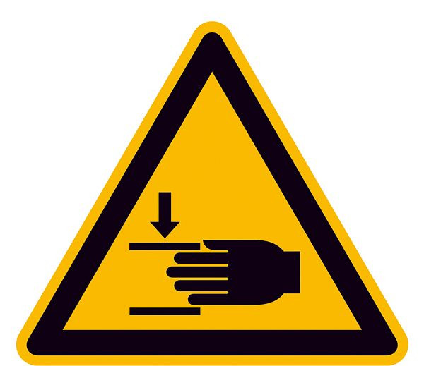 SafetyMarking Warnschild, Warnung vor Handverletzungen, Länge 2,5 cm, Folie, selbstklebend, VE: 44 Stück/Bogen, 30.0371