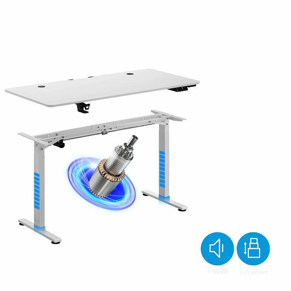 casaria Höhenverstellbarer Schreibtisch Weiß 140x60x73-118cm, 109361