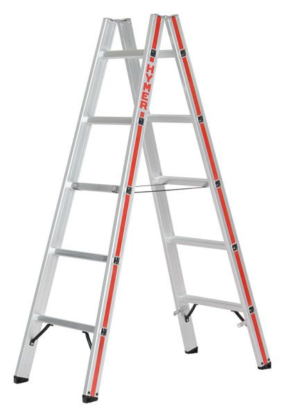HYMER Sprossenstehleiter, beidseitig begehbar, 2x5 Sprossen, Länge 1,57 m, 602310
