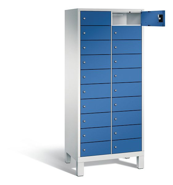 C+P Schließfachschrank Evolo, H1700xB810xT500mm, Farbe: Lichtgrau / Enzianblau, 48010-2210 S10025