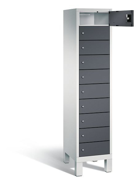 C+P Schließfachschrank Evolo, H1850xB420xT500mm, Farbe: Lichtgrau / Schwarzgrau, 48010-1210 S10041