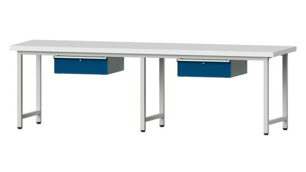 ANKE Werkbänke Arbeitstisch, Modell 193, 2800 x 800 x 850 mm, RAL 7035/5010, KSP 50 mm, 401.470
