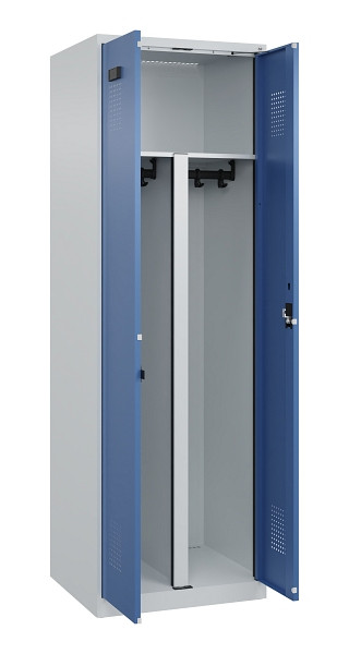 C+P PSA Schwarz-Weiß-Spind Evolo PLUS, 2 Abteile, 1850x600x500mm, 7035/5023, Zylinderschloss, 049002-20P S10035