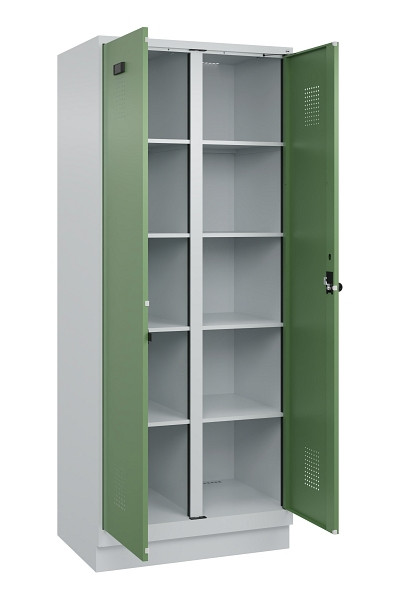 C+P Wäsche-Spind Evolo PLUS, mit Sockel, 2 Abteile, 1950x800x500mm, 7035/6011, Verschluss Drehriegel, 049022-22B S10010