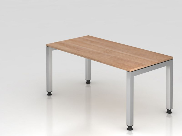 Hammerbacher Schreibtisch U-Fuß eckig 160x80cm Nussbaum, Rechteckform, schwebende Platte, VJS16/N/S