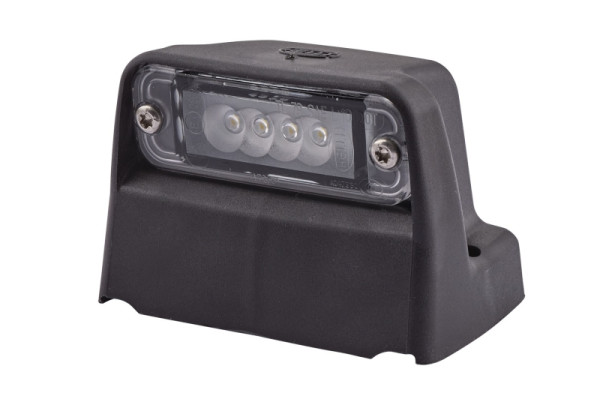 HELLA Kennzeichenleuchte, LED, 12V, Anbau/Schraubanschluss, Lichtscheibenfarbe: glasklar, Stecker: Flachstecker, seitlicher Anbau/außen, 2KA 010 278-321