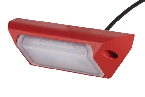 HELLA LED-Arbeitsscheinwerfer, FMS Base, 24/12V, 1200lm, geschraubt, 2-Punkt Befestigung, Bodenausleuchtung, 500mm, offene Kabelenden, rot, 1GB 996 098-301