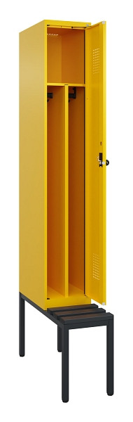 C+P Spind Evolo PLUS, 1 Abteile, 2120x300x815mm, 1023/1023, Haken 4, Drehriegel, Sitzfläche Kunststoff, Sitzbank, 0490507-10F S10077