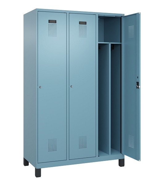 C+P Spind Evolo PLUS, mit Füßen, 3 Abteile, 1950x1200x500mm, 0010/0010, Verschluss Zylinderschloss, 049010-32F S10048