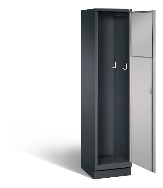 C+P Wäsche-Sammelschrank Evolo, H1800xB420xT500mm, Farbe: Schwarzgrau / Weißaluminium, 48170-210 S10011