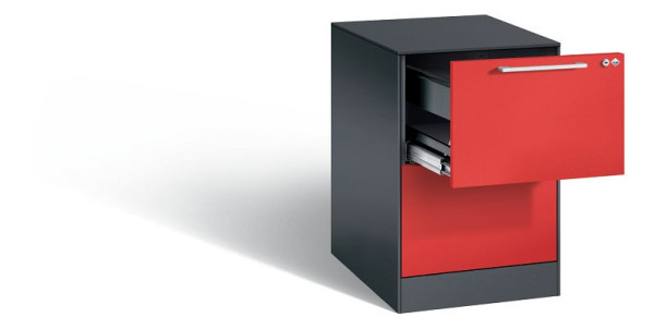C+P Hängeregistraturschrank Asisto, H710xB440xT600mm, Farbe: Schwarzgrau / feuerrot, Bügelgriff, 146275-211 S10087