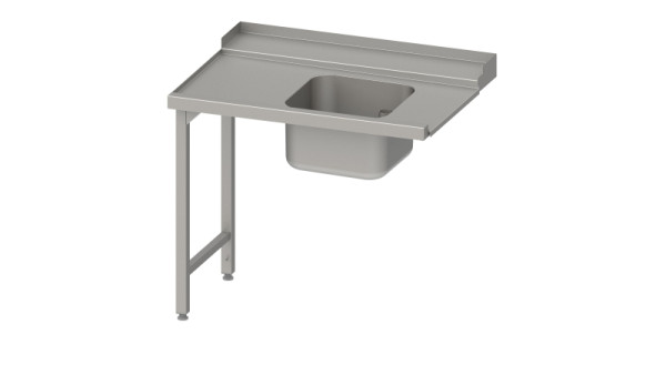 Stalgast Zulauftisch "Pro", Korbführung mit Gefälle, 2 Beine, 1 Becken 1700x750x880mm, Anbauseite links, Aufkantung, verschweißt, VZL17712LA