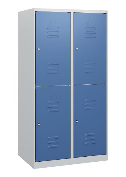 C+P Doppelstöckiger Spind Classic PLUS, 2 Abteile, 1530x800x500mm, 7035/5023, Zylinderschlösser, 0803005-22 S10021