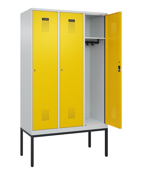 C+P Spind Evolo PLUS, Gestell, 3 Abteile, 2120x1200x500mm, 7035/1023, Verschluss Zylinderschloss, Ablageböden 3, 0490307-32 S10028