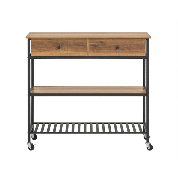 SoBuy Kücheninsel mit einer Schublade Dunkelbraun 100x45x92.5cm, Industriell, FKW112-PF