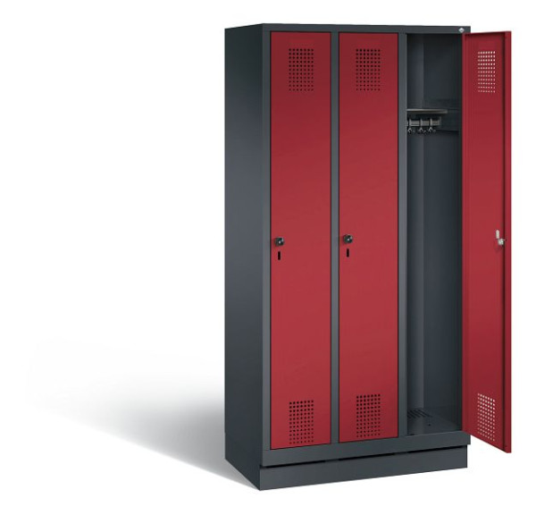 C+P Garderobenschrank Evolo, H1800xB900xT500mm, Farbe: Schwarzgrau / Rubinrot, 48020-30 S10053